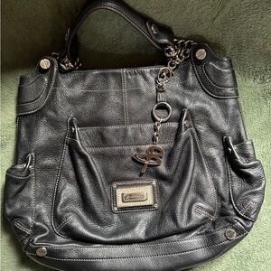 B. Makowsky Black Leather Shoulder Bag